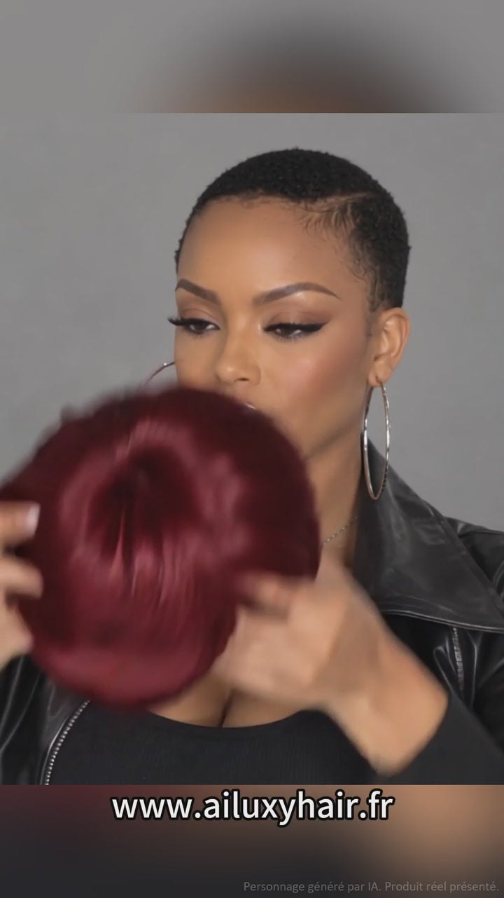 AILUXY Lisse Perruque 100% Cheveux Humains Perruque Rouge Barbie comme sur la vidéo