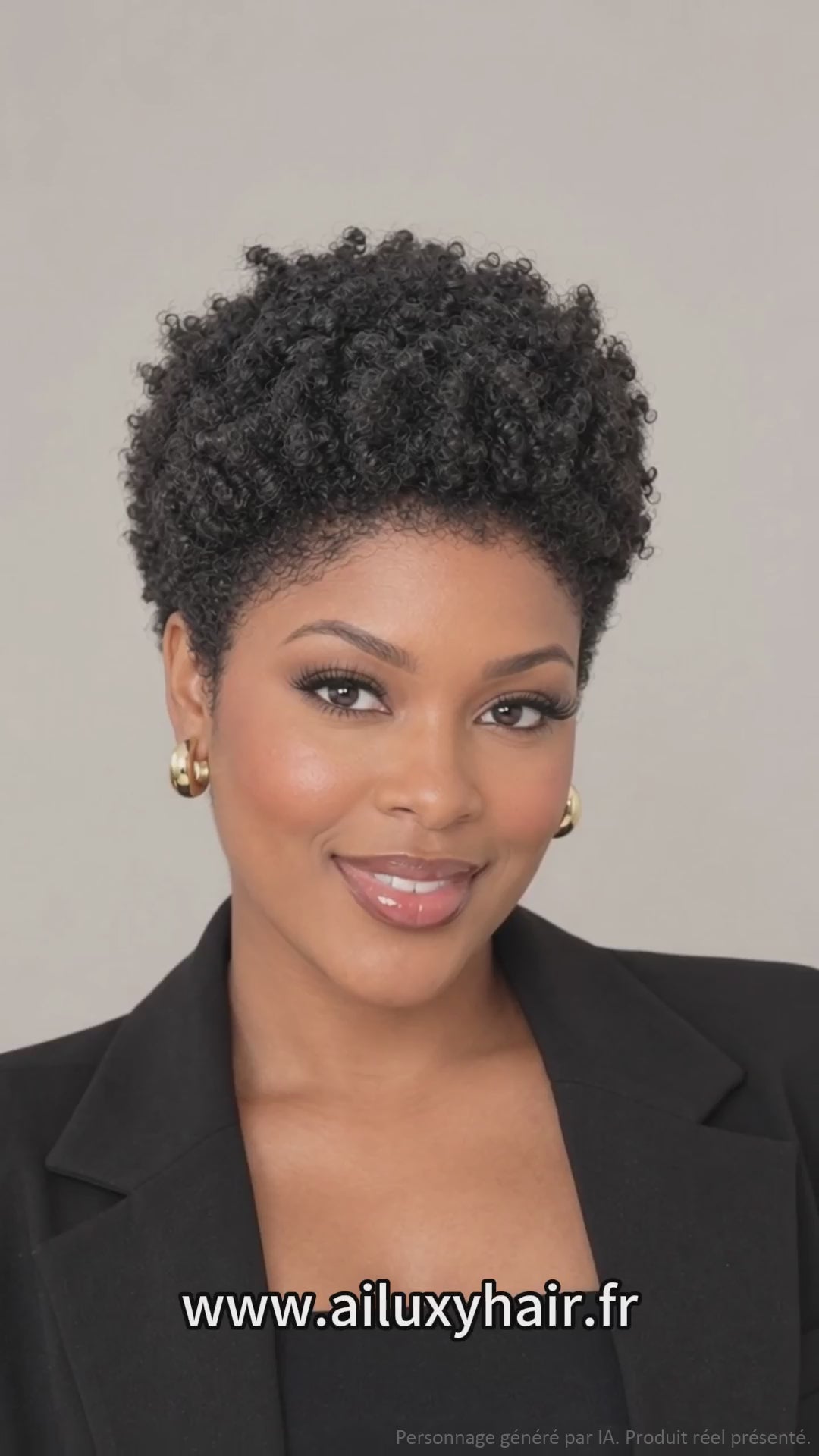 AILUXY Perruque Afro Curl Lace Sans Colle 100% Cheveux Humains