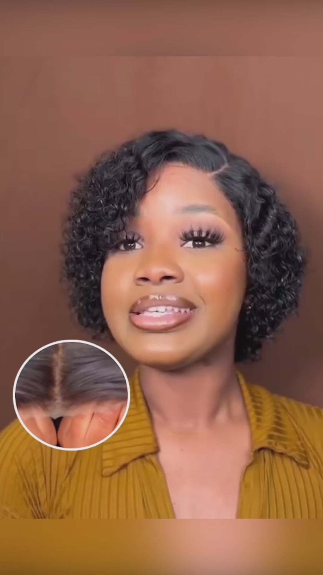 AILUXY Perruque Courte à Petites Boucles Crépues Volumineuse avec Ligne Cheveux Naturelle, Facile à Porter et à Mettre, Coiffure Tendance pour Femme