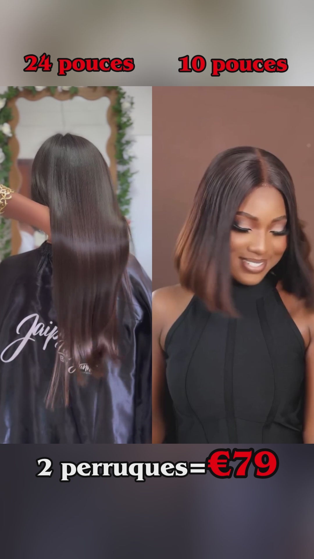 AILUXY 2 Perruques=€79 Perruque lace 13x4 SY lisse 24 pouces marron et 13x4 Lace Frontal Perruque lisse 1bt30 10 Pouces en 100% Cheveux Humains