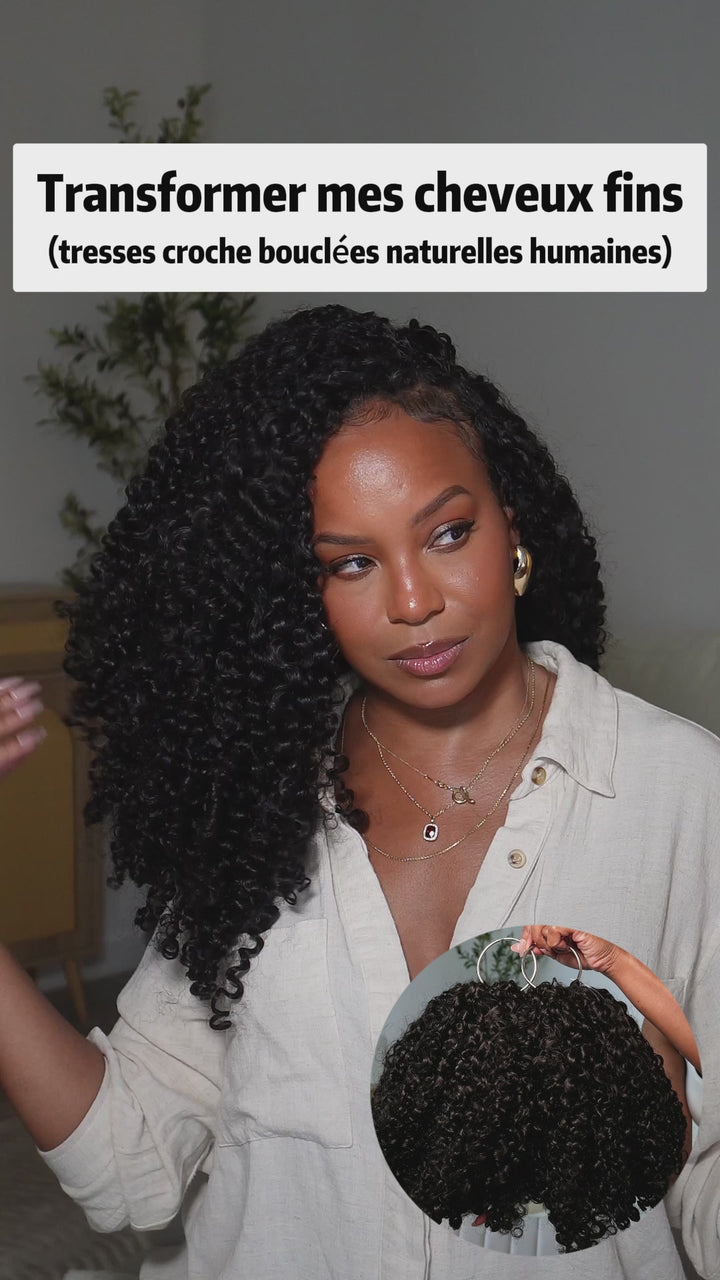 AILUXY Tissage à Nœuds Plumes à Petites Boucles ,Texture Crépue Authentique,100% cheveux humains 2.0