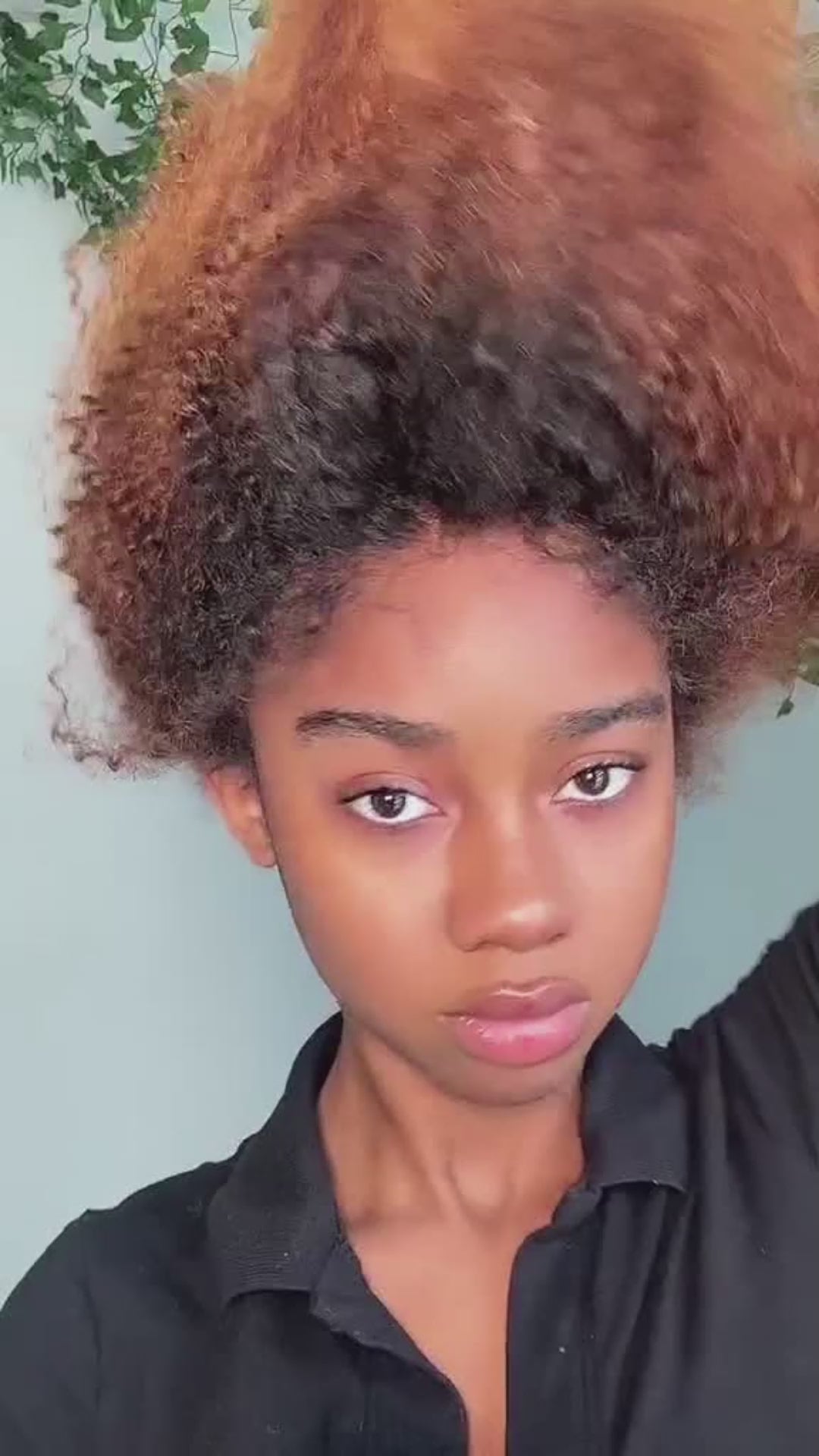 AILUXY Perruque Crépue Ombrée Noir-Caramel (T1B/30), Boucles Crépues Volumineuses, Cheveux Humains Réalistes, Facile à Installer et à Entretenir, Style Tendance pour Femmes