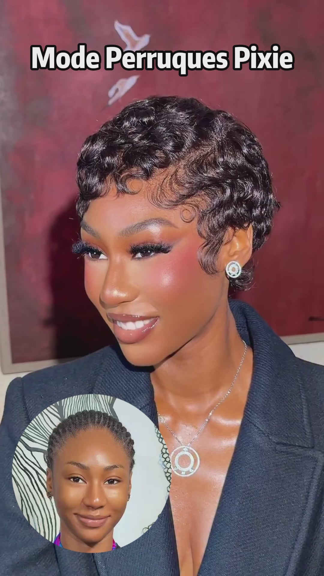 AILUXY Perruque Cheveux Humains Courts Bouclés Style Pixie
