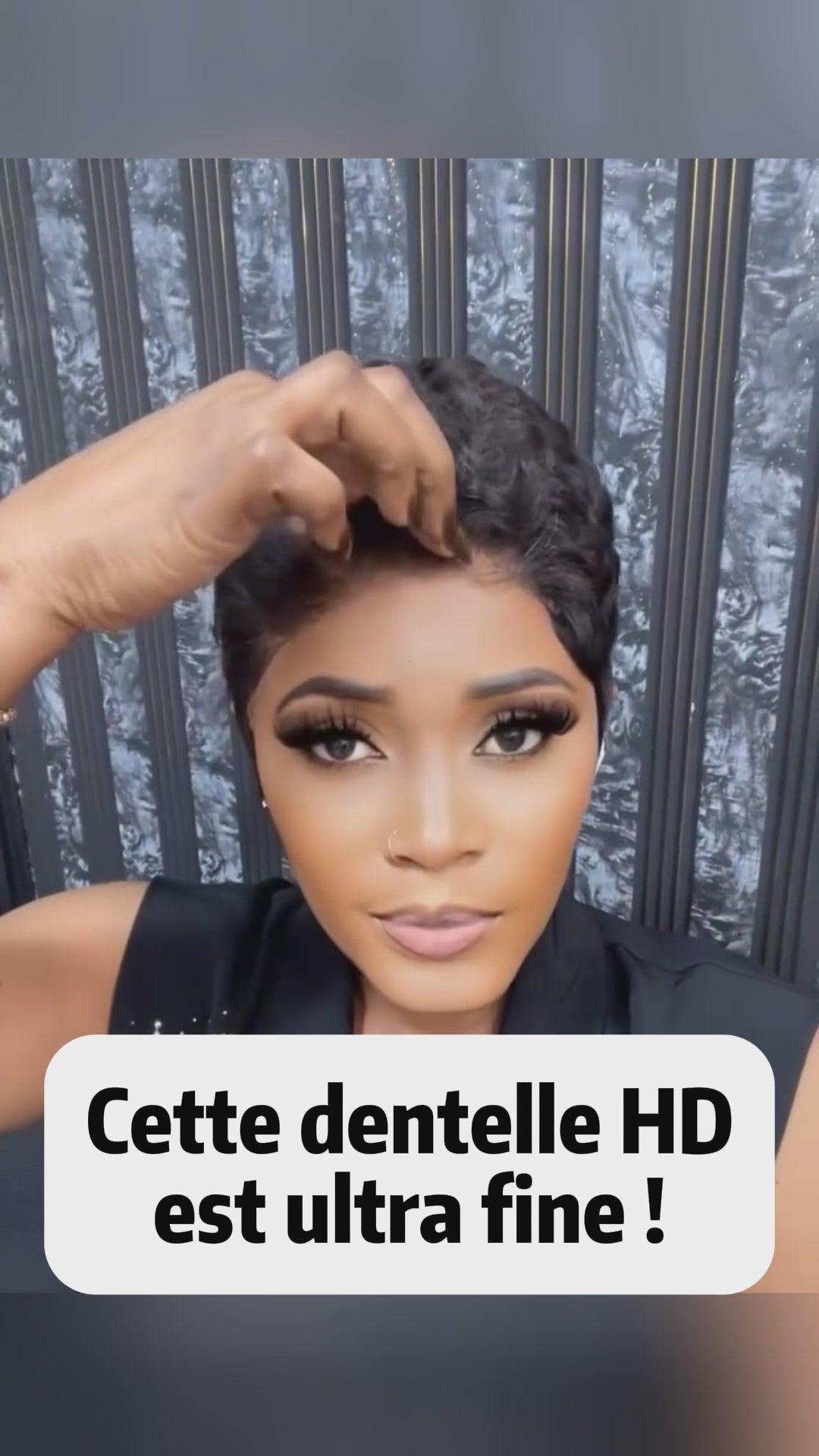 AILUXY Pixie ondulé noir dentelle HD invisible ultra réaliste Perruque pixie bouclée 100% cheveux humains