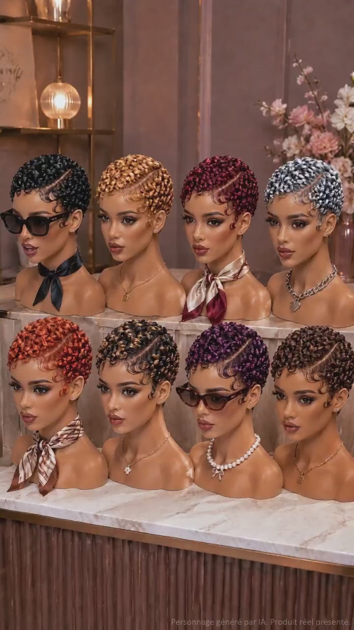 AILUXY Machine-Made Short Black Wig – Perfect Curls and Finish