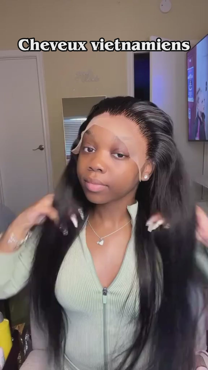 AILUXY Perruque Lace Front Lisse 13x4 - Cheveux Humains Noirs Naturels