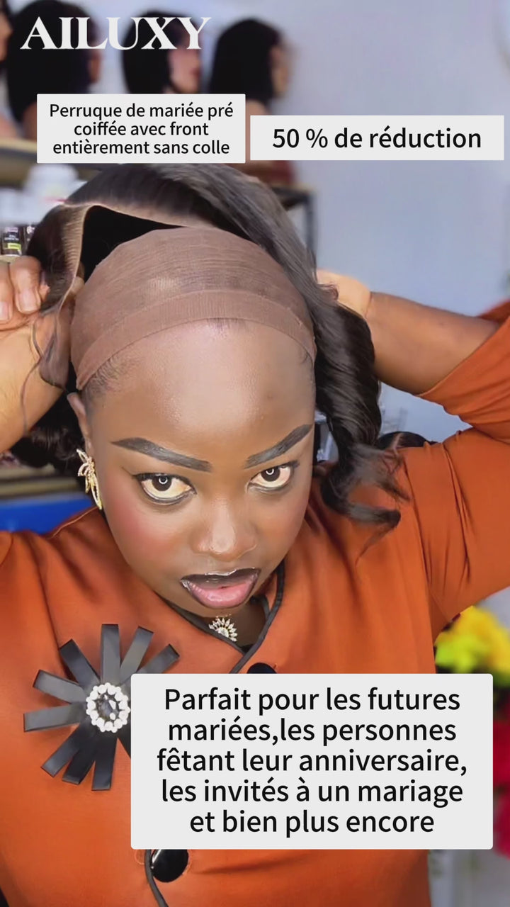 AILUXY 13x4 Lace Frontal Perruque de Mariage Parfaite | Noir Naturel, 100% Cheveux Humains