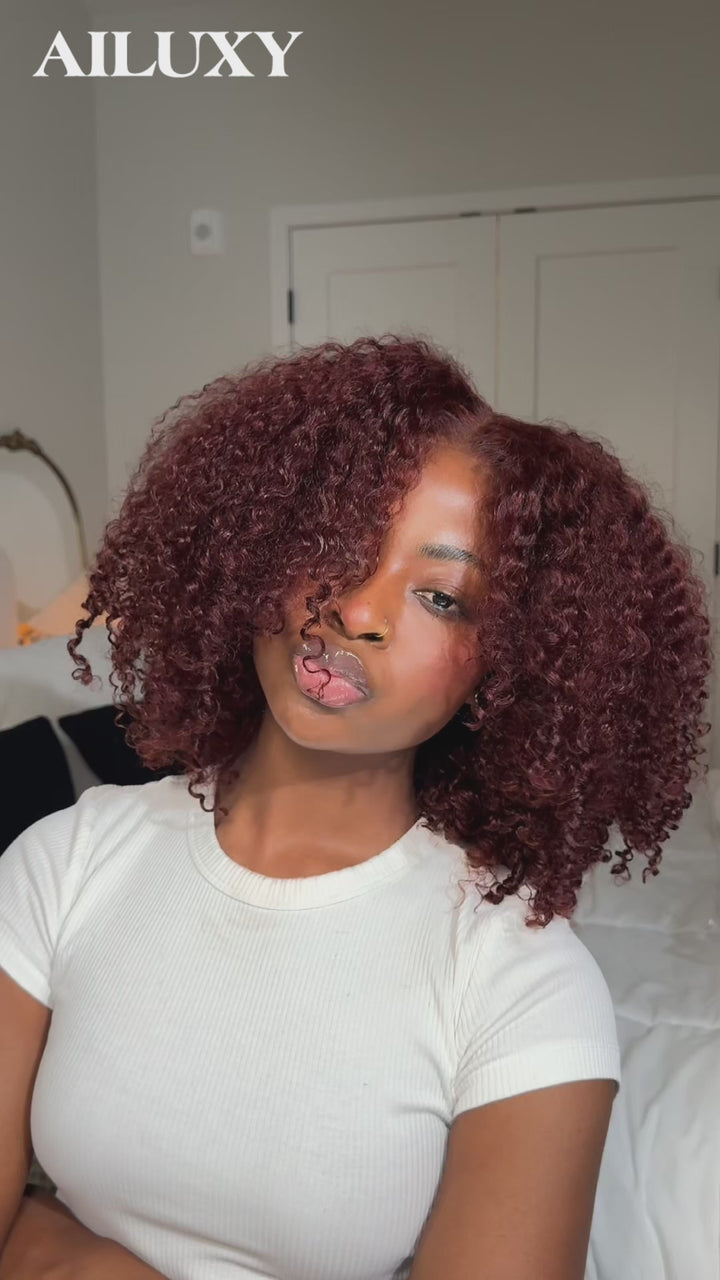 AILUXY Perruque Afro Curly dedensite 13x4 lace Design unique 100% Cheveux Humains , Identique à l'image