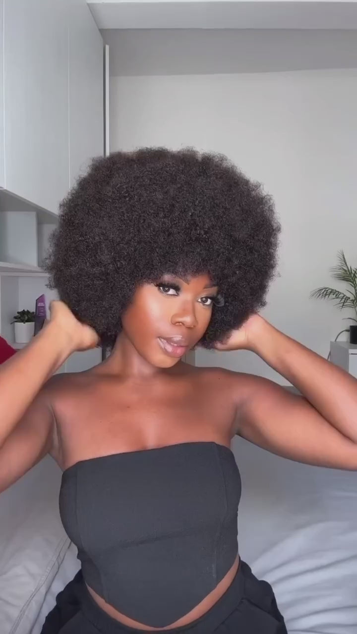 AILUXY Perruque Afro Machine-Made, Cheveux Bouclés Naturels, Volume Éclatant, Look 100% Authentique
