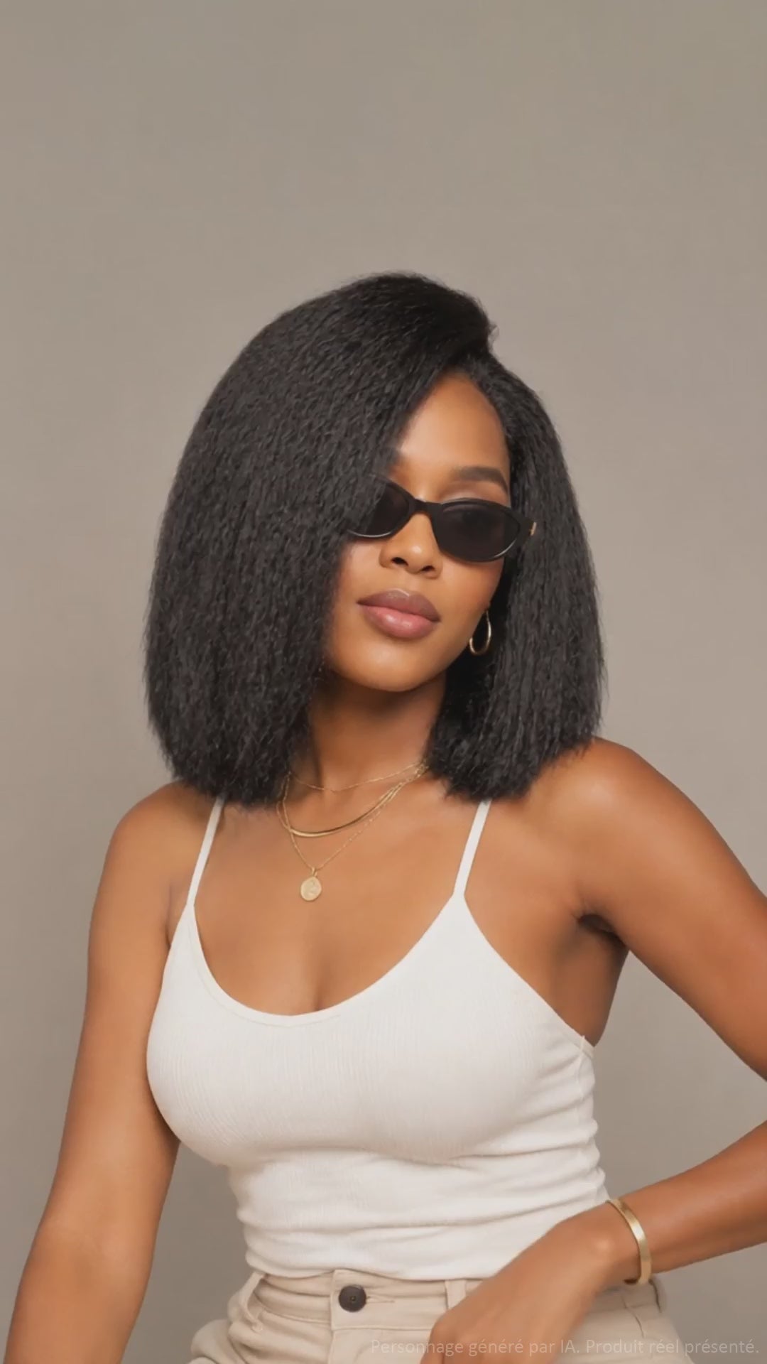 Sans colle AILUXY 13x4 Lace Frontal Kinky Lisse Noir Bob Perruque 200% Densité 100% Cheveux Humains