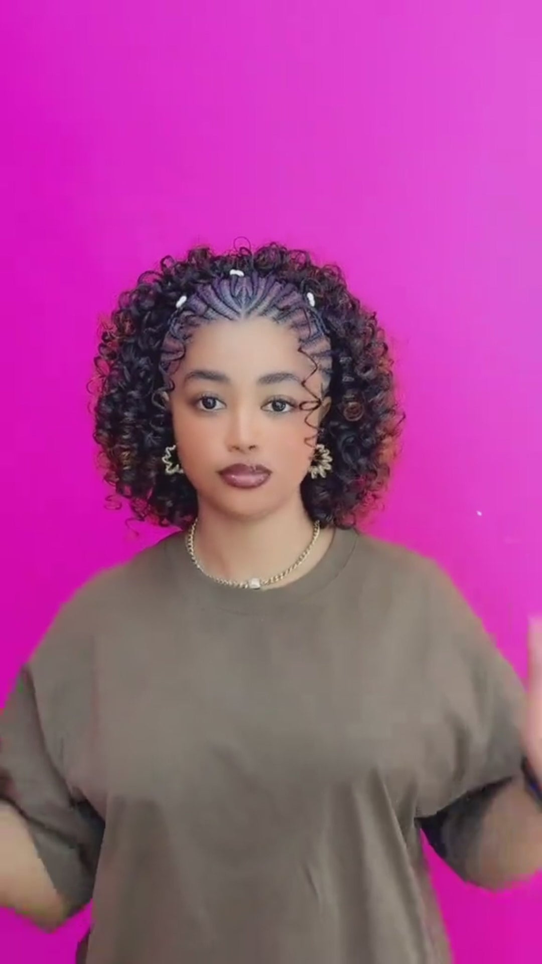 AILUXY Lace Frontal Boucles serrées Look afro parfait tresses fines médianes et boucles rebondies