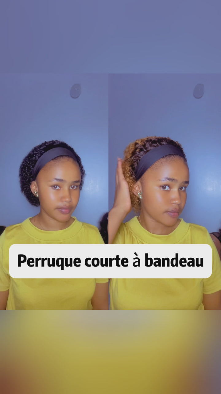 AILUXY Perruque Bandeau à Boucles Noir uni ou Mèches Caramel, Votre Nouveau Look Instantané