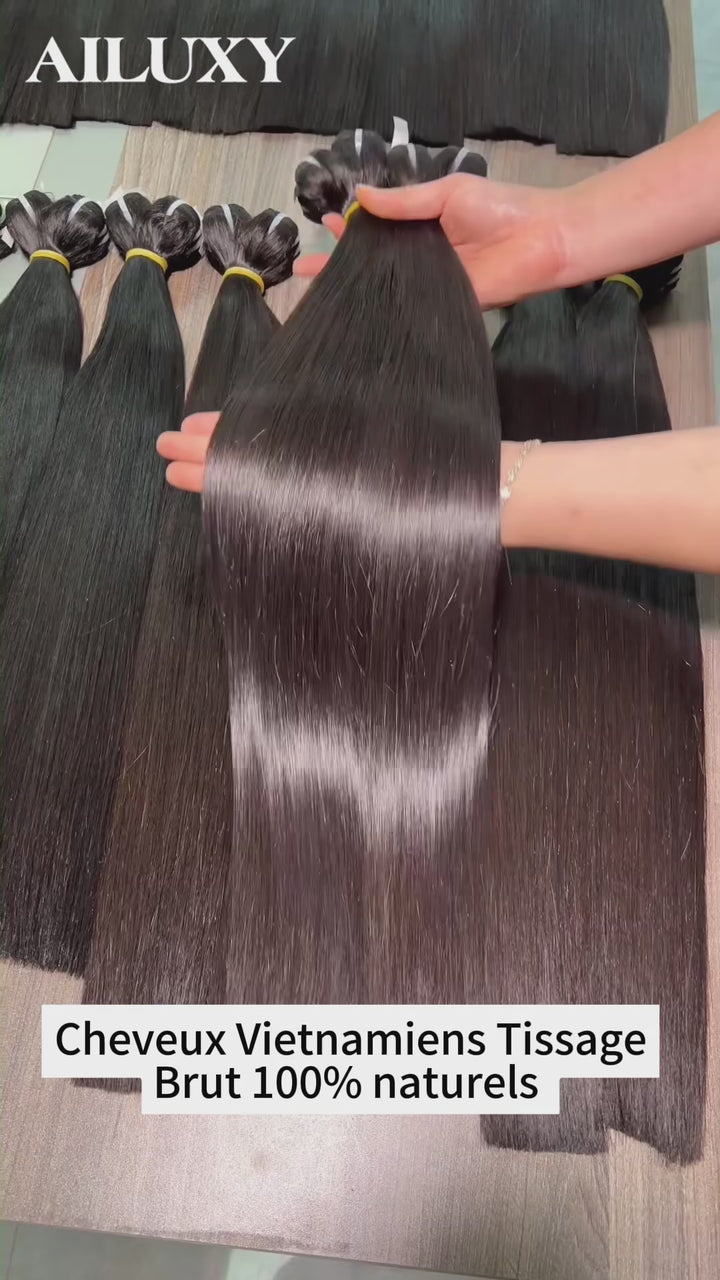 AILUXY Extension de cheveux vietnamiens vierges - Texture lisse et brillante pour un look naturel