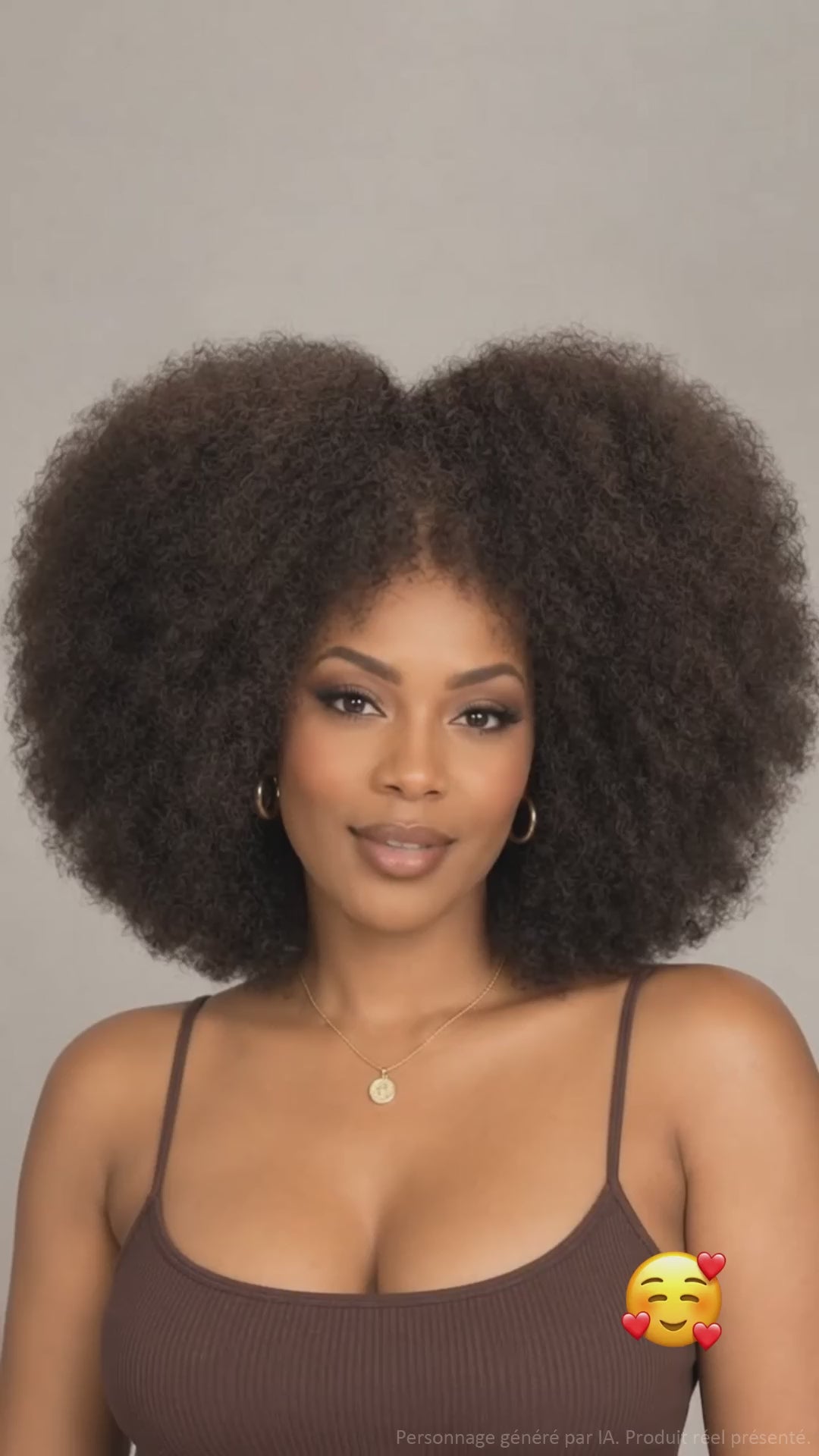 AILUXY Perruque Bob Avec Frange Afro Curly Sans Colle Perruque Couleur Marron