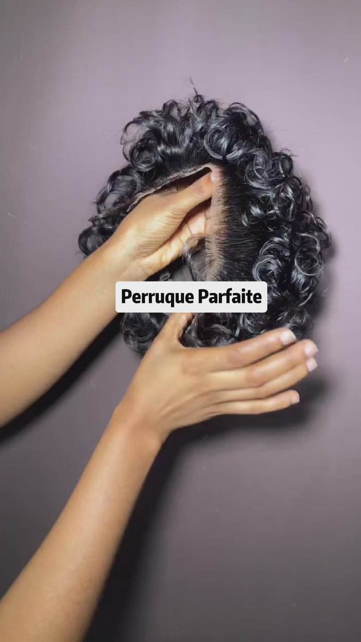 AILUXY Perruque Bob Pixie Court Bouclée en Cheveux Humains | Baby Hair Pré-Plucké