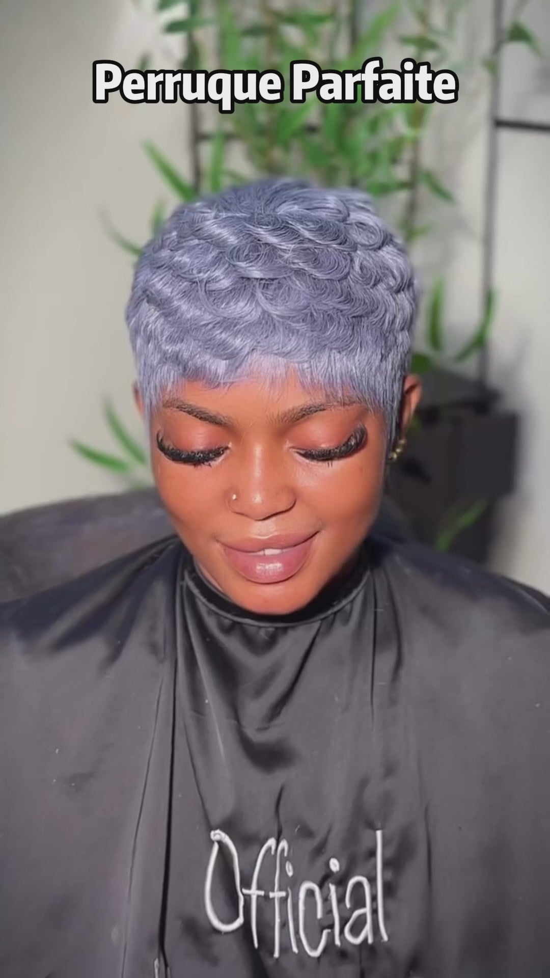 AILUXY Perruque Cheveux Humains Coupe Pixie Gris Lavande avec Frange - Look Chic en 1 Seconde