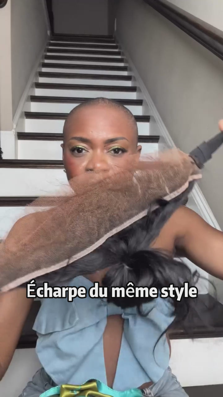 AILUXY Turban queue de cheval lace frontal, cheveux naturels lisses, coiffure rapide tous les jours pour femme