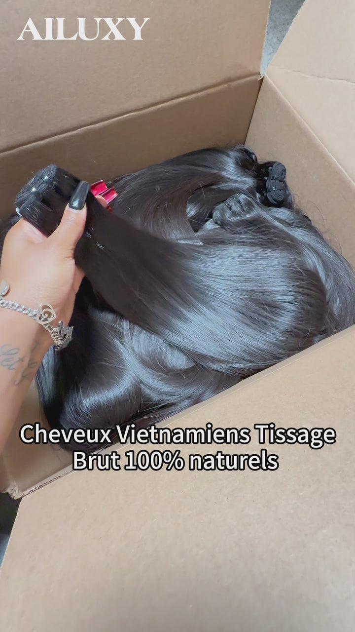 AILUXY Cheveux bruts vietnamiens naturels - Extension lisse résistante et douce