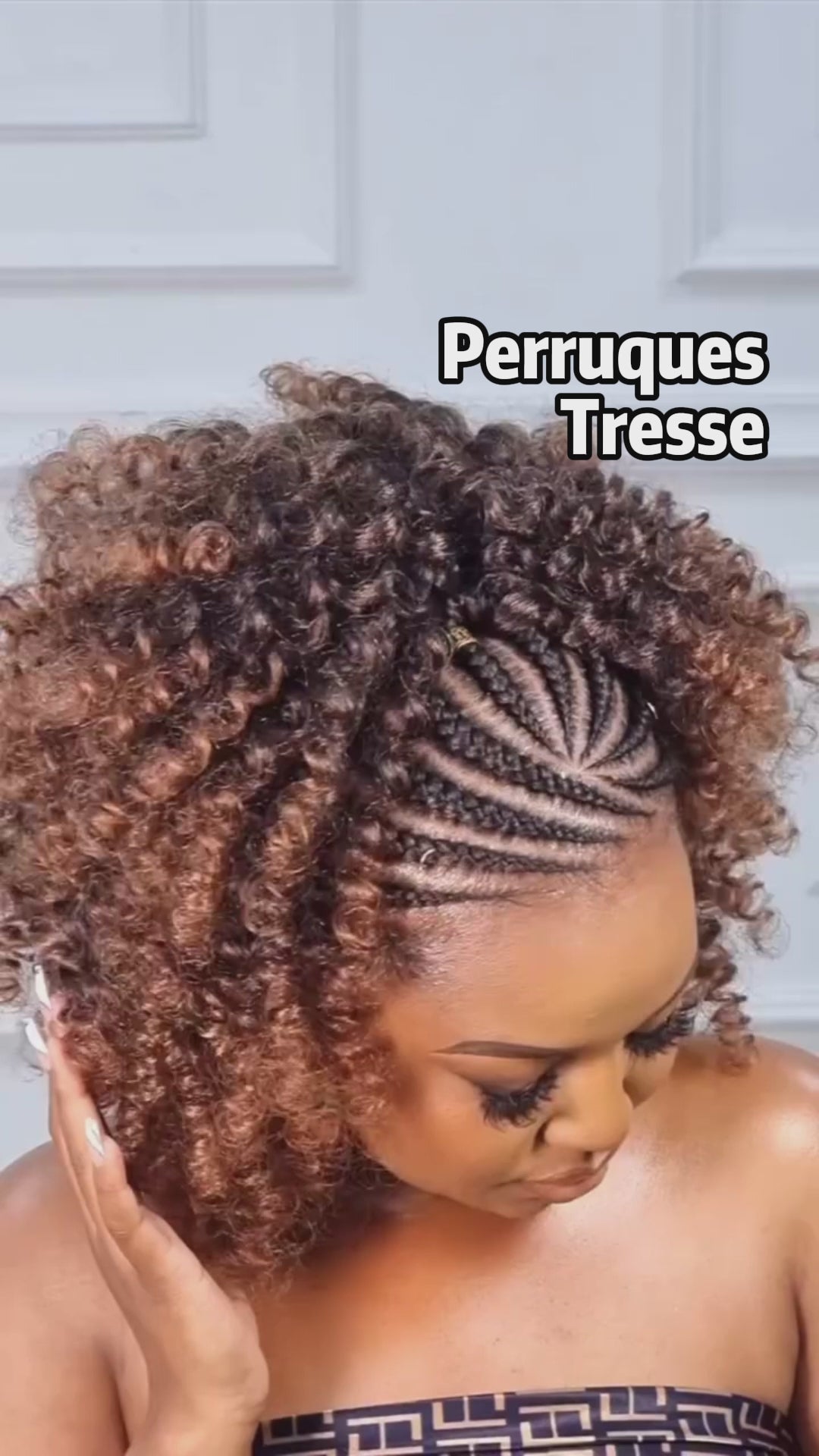 AILUXY Lace Frontal Tressée Perruque Coiffure Afro Tresses Rayonnées Ombré