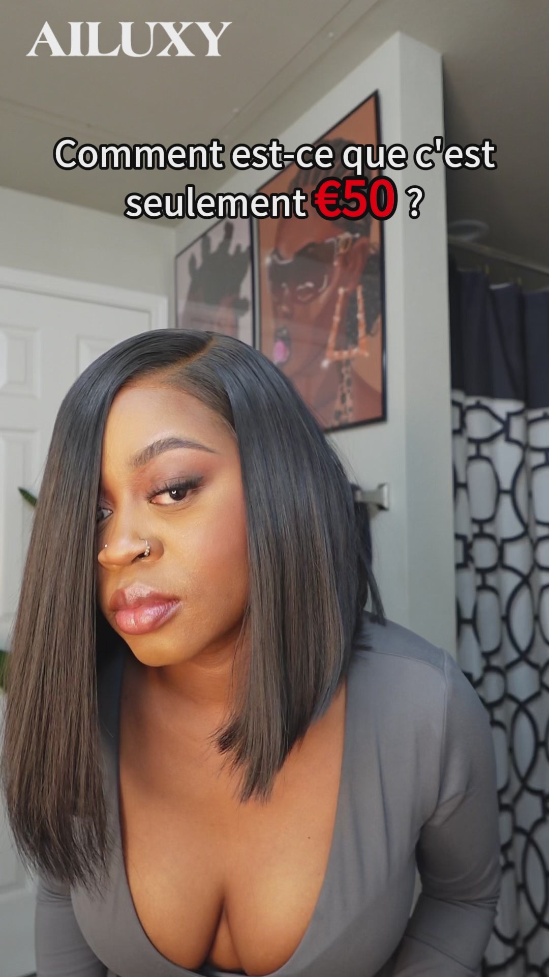 AILUXY Perruque bob dentelle 13x4, lisse et au style unique