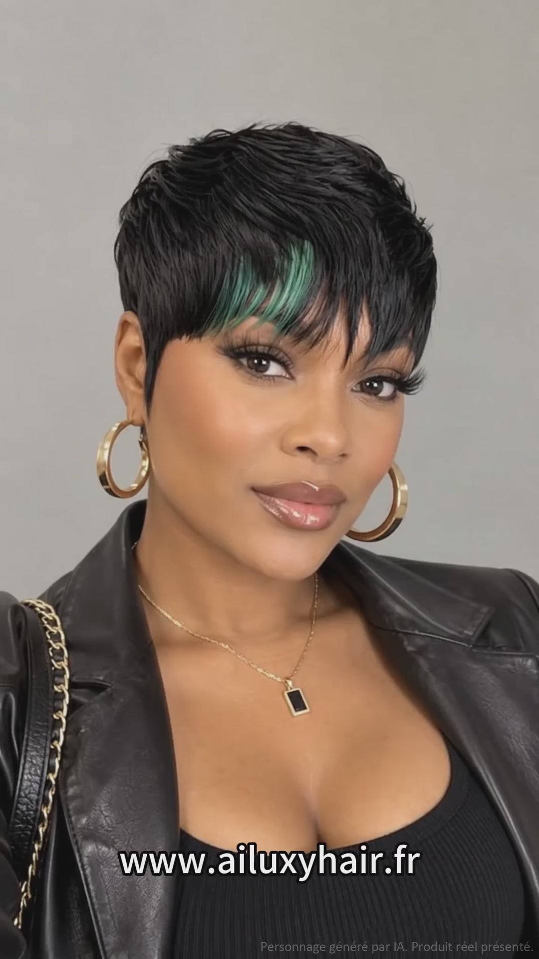 AILUXY Short Black Wig 100% Human Hair as shown in the video 3-4 days to receive + A beautiful gift