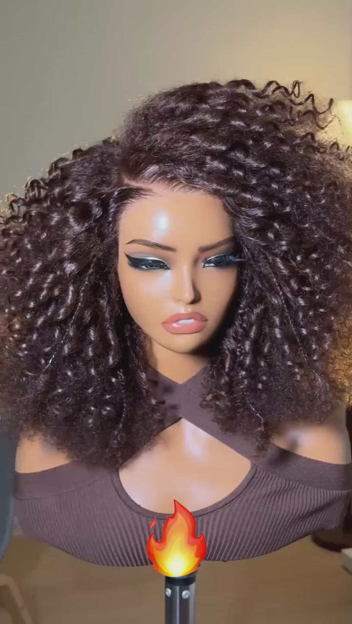 AILUXY Perruque lace front Afro Curls Volumineux,Boucles Profondes, pas de Frisottis, Entretien Facile