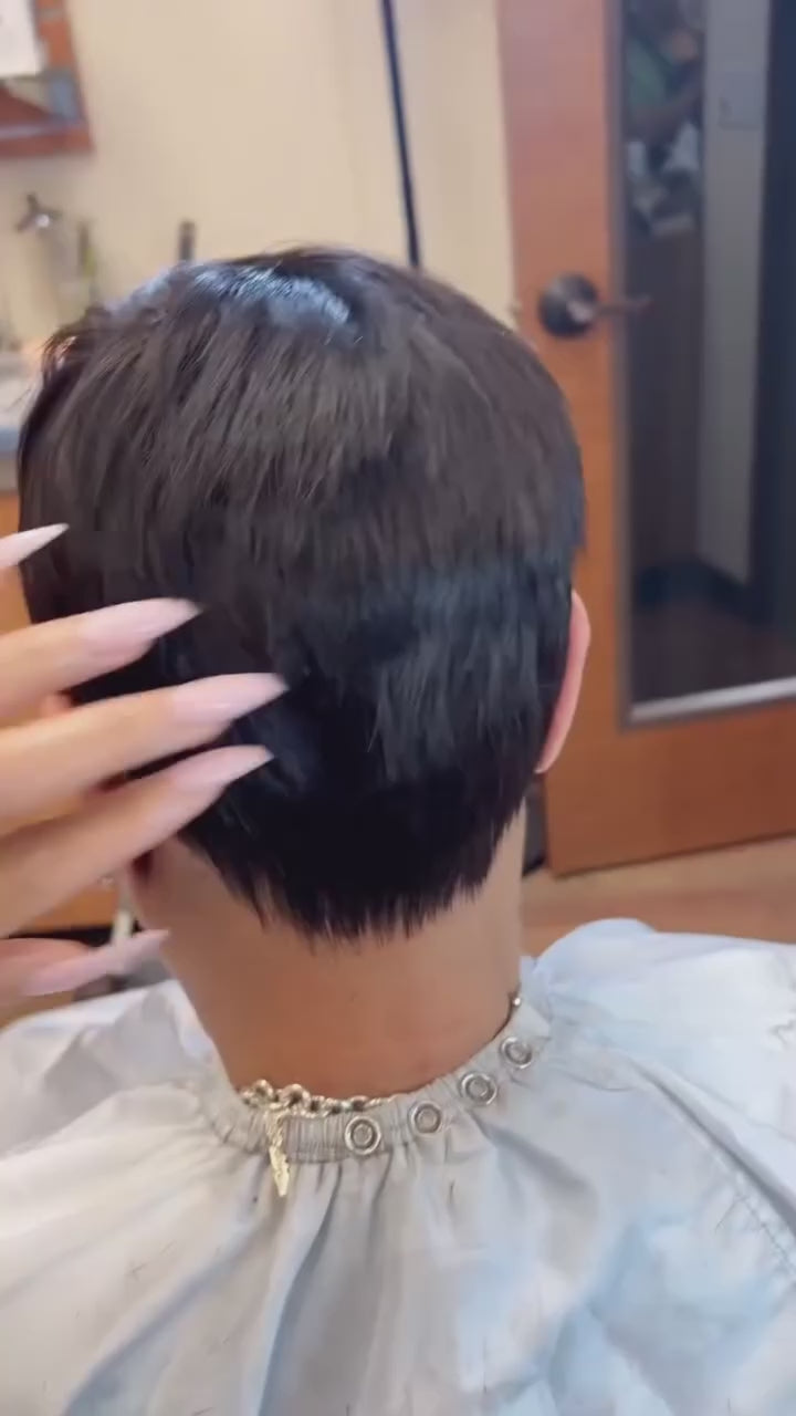 AILUXY Perruque full lace Pixie Couleur Naturelle 100% Cheveux Humains Naturels, Conforme à la photo