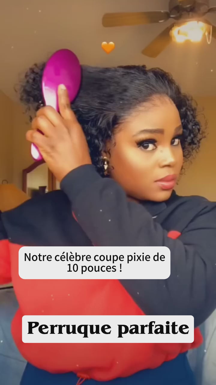 AILUXY Perruque Pixie Bouclée Sans Colle 100% Cheveux Humains Naturelle | Identique à la Photo