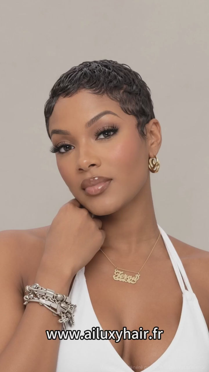 AILUXY Perruque Nouveauté ! perruque courte perruque pixie 100% cheveux humains