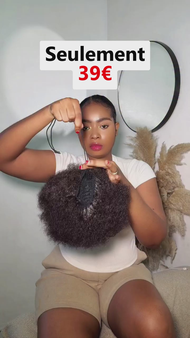 AILUXY Queue-de-Cheval Afro Kinky Curly à Lacet - Effet Fluffy et Facile à Porter