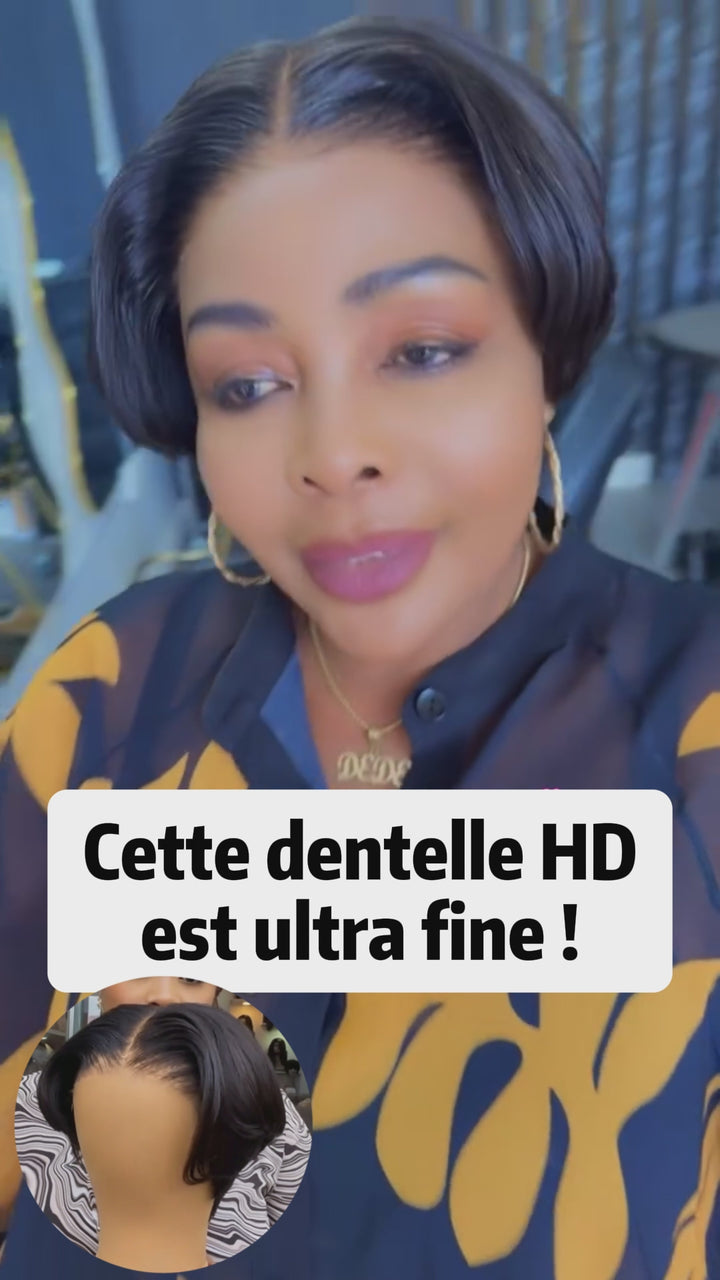 AILUXY Perruque Courte HD 13X4 Dentelle Perruque Bob lisse, Style élégant Pour Femme Africaine