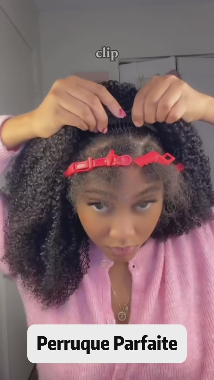 AILUXY Perruque Bob  Kinky Curly Denses Ultra-Légère, Confort Optimal Sans Pression, Lace Front Indétectable, Facile à Installer, Style Vif et Lumineux pour Toutes Occasions