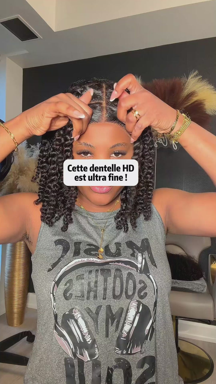 AILUXY Mi-Tresses Bouclées Afro Noires Spring Twists Courts Volumineux