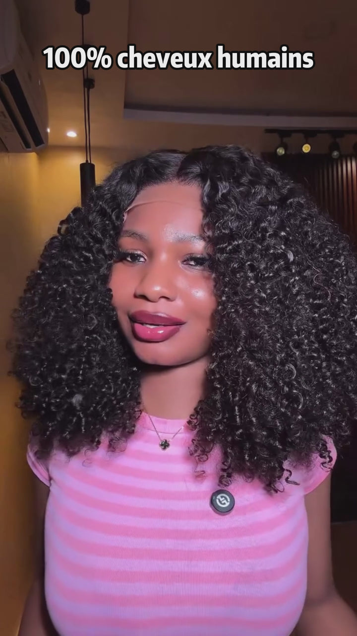 AILUXY Perruque Crépue Naturelle à Texture Aérée Avec 13x4 Lace, Boucles  Afro Fluides et Rebondissantes, Style Authentique et Ensoleillé, Coiffure Sans Effort pour le Quotidien