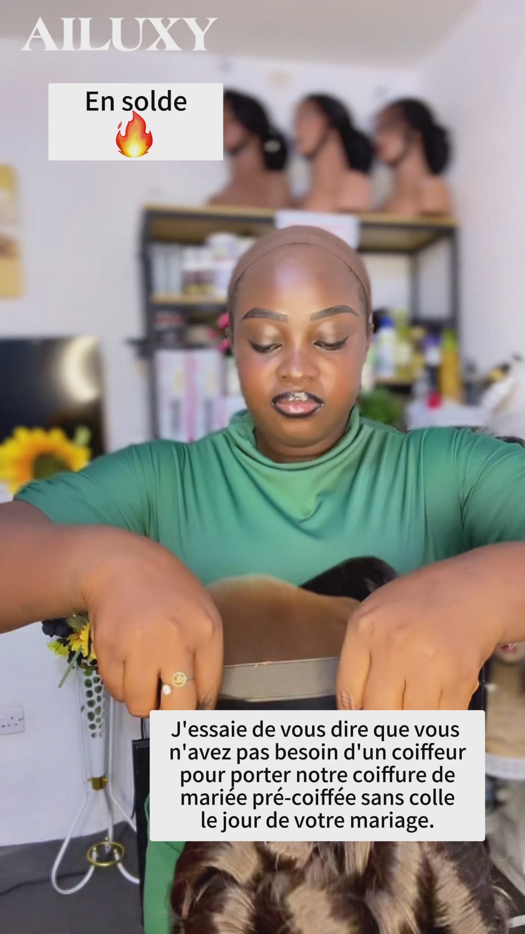 AILUXY 13x4 Lace Frontal Perruque de Mariage Parfaite | Noir Naturel, 100% Cheveux Humains, Identique à la photo