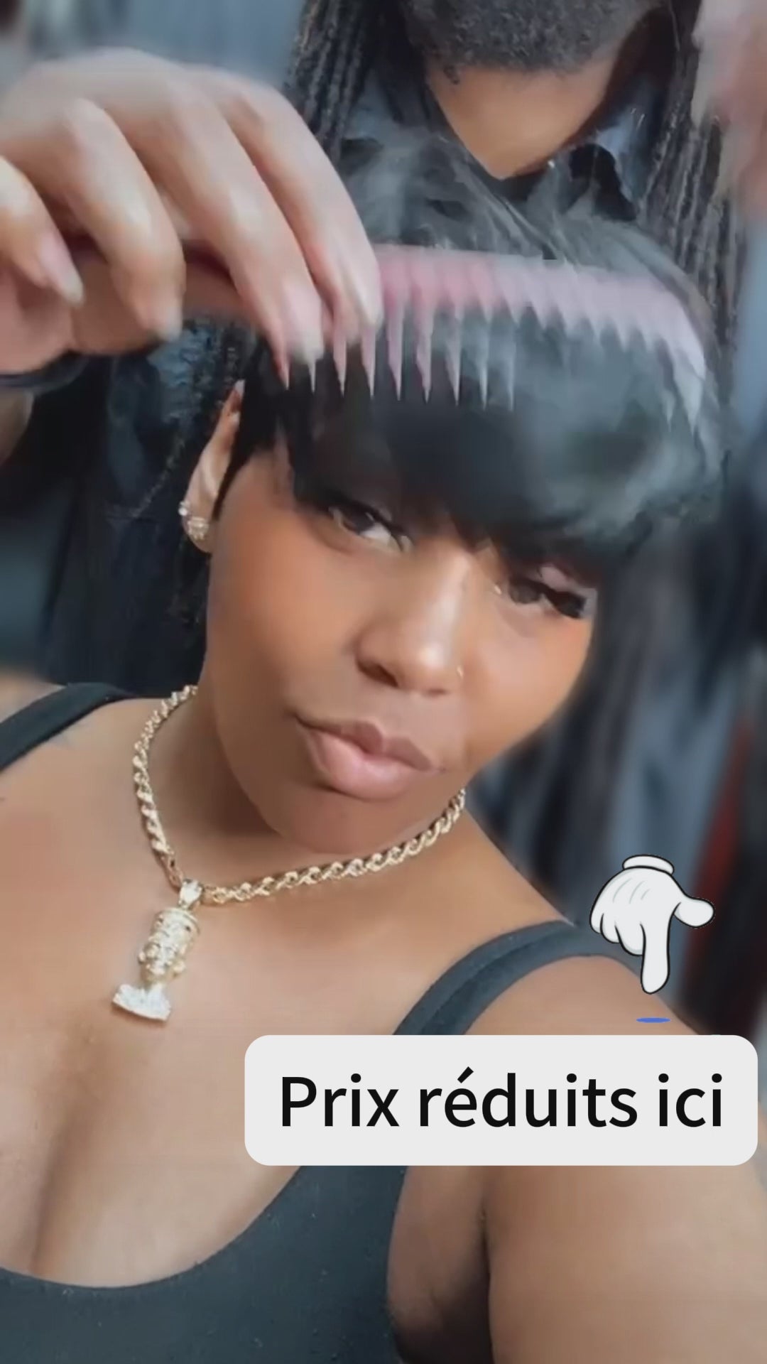 AILUXY Perruque Pixie Court Brillant Noir Humain