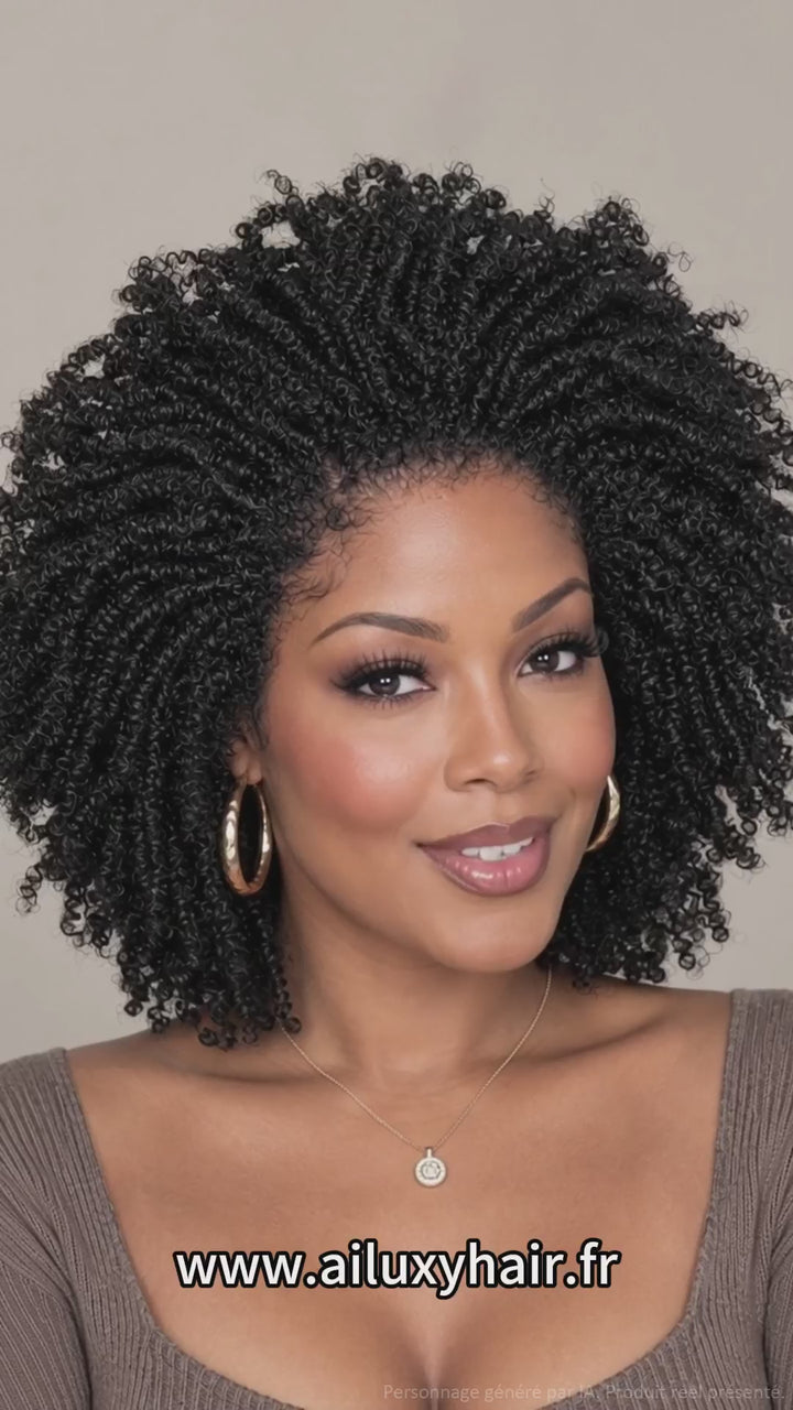 AILUXY Perruque en Cheveux Humains à Boucles Ressort Noires, Lace Front 13×4 Transparente, Style Frais et Décontracté, Facile à Entretenir, Modèle Tendance