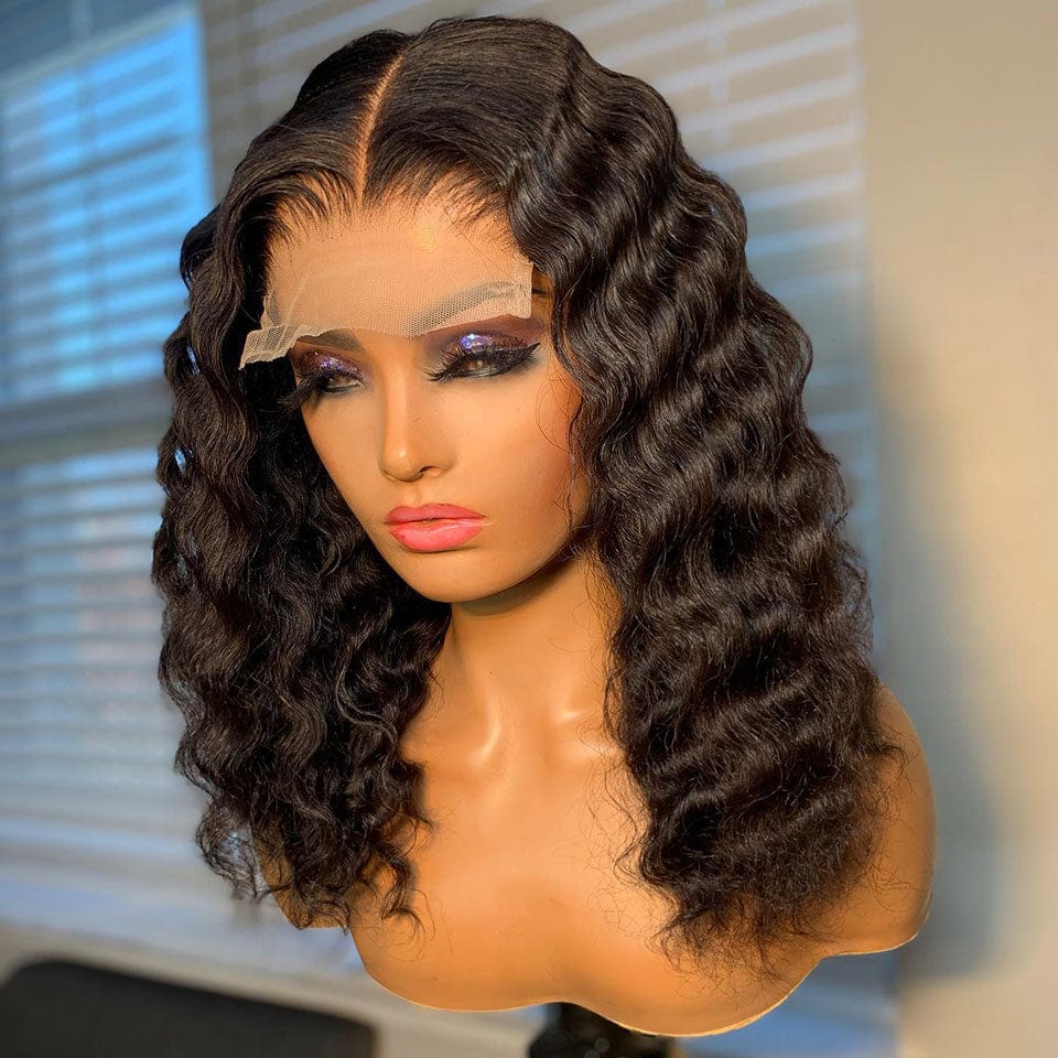 AILUXY Perruque Natural Wave BOB 4X4 Sans Colle