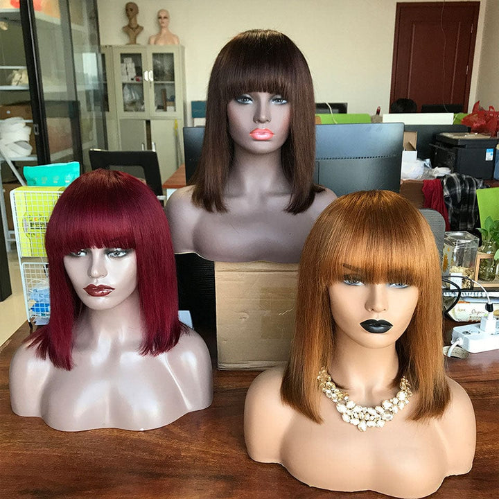 ailuxyhair-fr 200% / 10 AILUXY À PRIX CASSÉ 3 Perruques Avec Frange Rouge Foncé, Noir et Marron