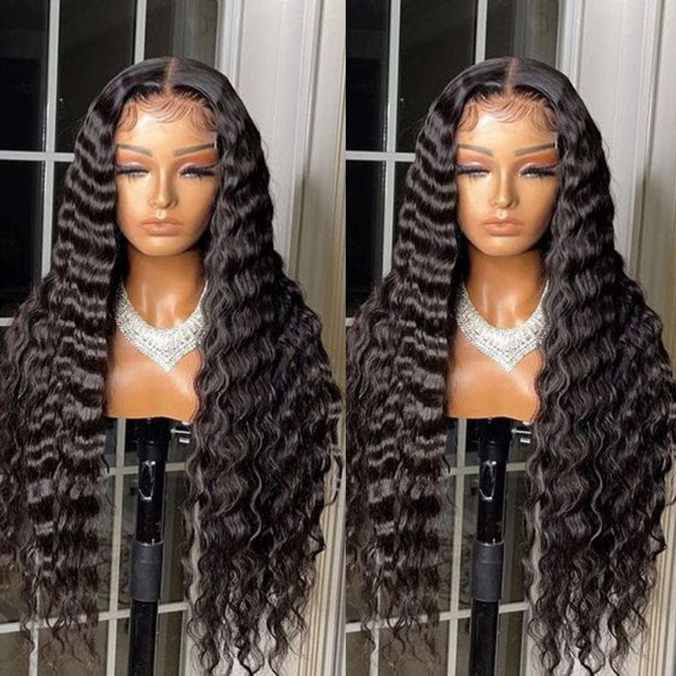 ailuxyhair-fr AILUXY 13x4 HD Lace Frontal Perruque Natural Wave Longue Noir 100% Cheveux Humains