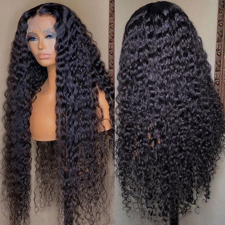 ailuxyhair-fr AILUXY 13x4 HD Lace Frontal Perruque Water Wave Longue Noir 100% Cheveux Humains