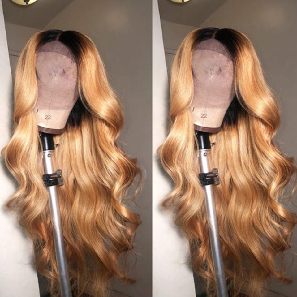 ailuxyhair-fr AILUXY 13x4 Lace Frontal Body Wave Longue Noir Châtiain 1B/27 Perruque 100% Cheveux Humains