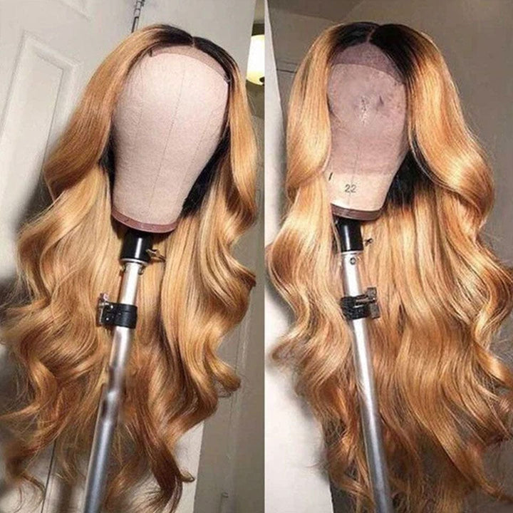 ailuxyhair-fr AILUXY 13x4 Lace Frontal Body Wave Longue Noir Châtiain 1B/27 Perruque 100% Cheveux Humains