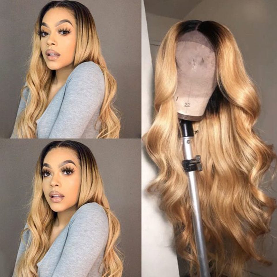 ailuxyhair-fr AILUXY 13x4 Lace Frontal Body Wave Longue Noir Châtiain 1B/27 Perruque 100% Cheveux Humains