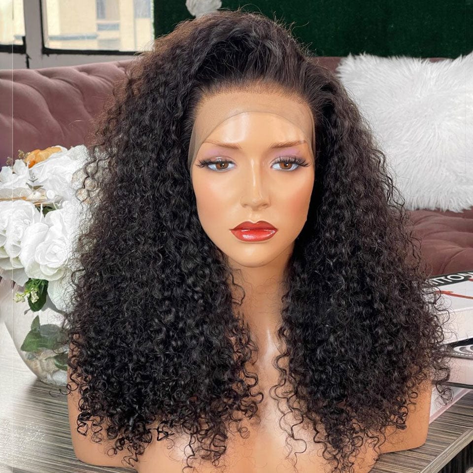 ailuxyhair-fr AILUXY 13x4 Lace Frontal Bouclée Noir Bob Perruque 250% densité 100% Cheveux Humains