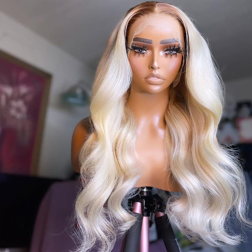 ailuxyhair-fr AILUXY 13x4 Lace Frontal Brun Balayage Blond #4#613 Body Wave Perruque 100% Cheveux Humains