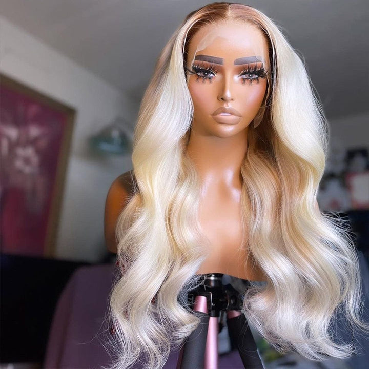 ailuxyhair-fr AILUXY 13x4 Lace Frontal Brun Balayage Blond #4#613 Body Wave Perruque 100% Cheveux Humains