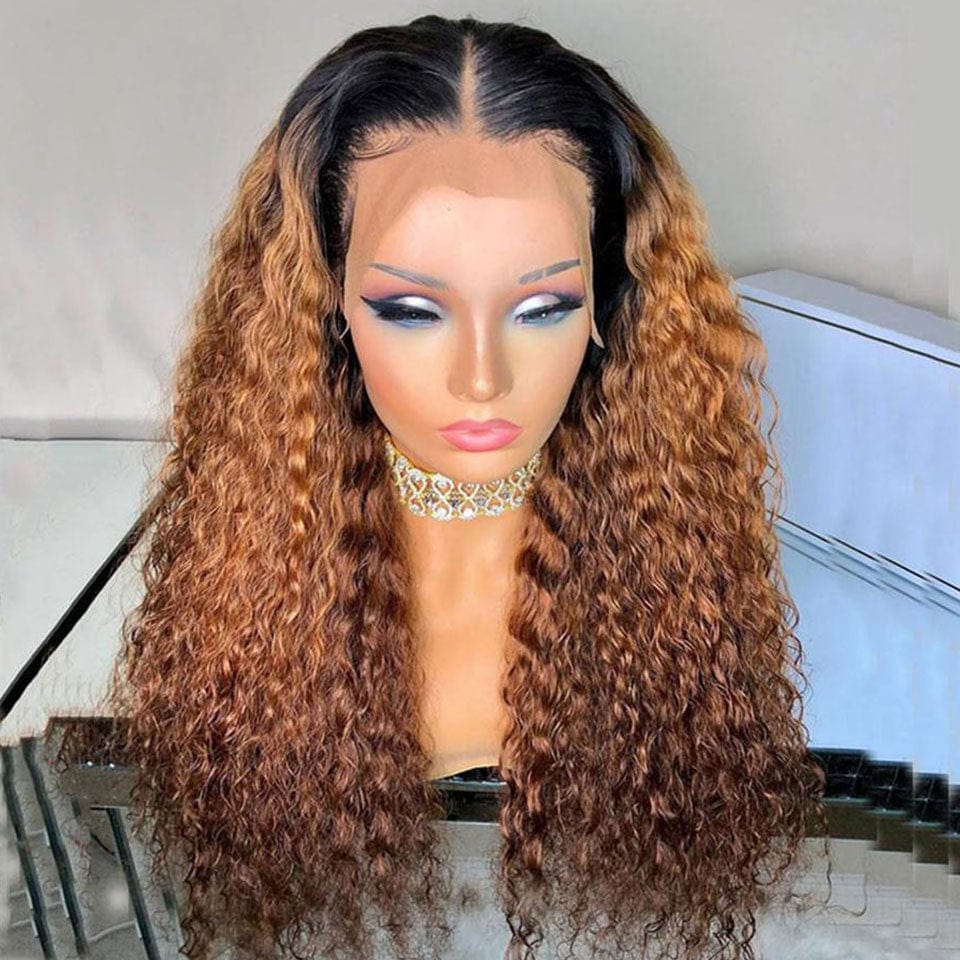ailuxyhair-fr AILUXY 13x4 Lace Frontal Chocolat Brun 1B/30 Bouclée Longue Perrque 100% Cheveux Humains