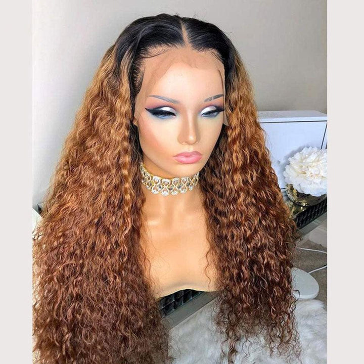 ailuxyhair-fr AILUXY 13x4 Lace Frontal Chocolat Brun 1B/30 Bouclée Longue Perrque 100% Cheveux Humains