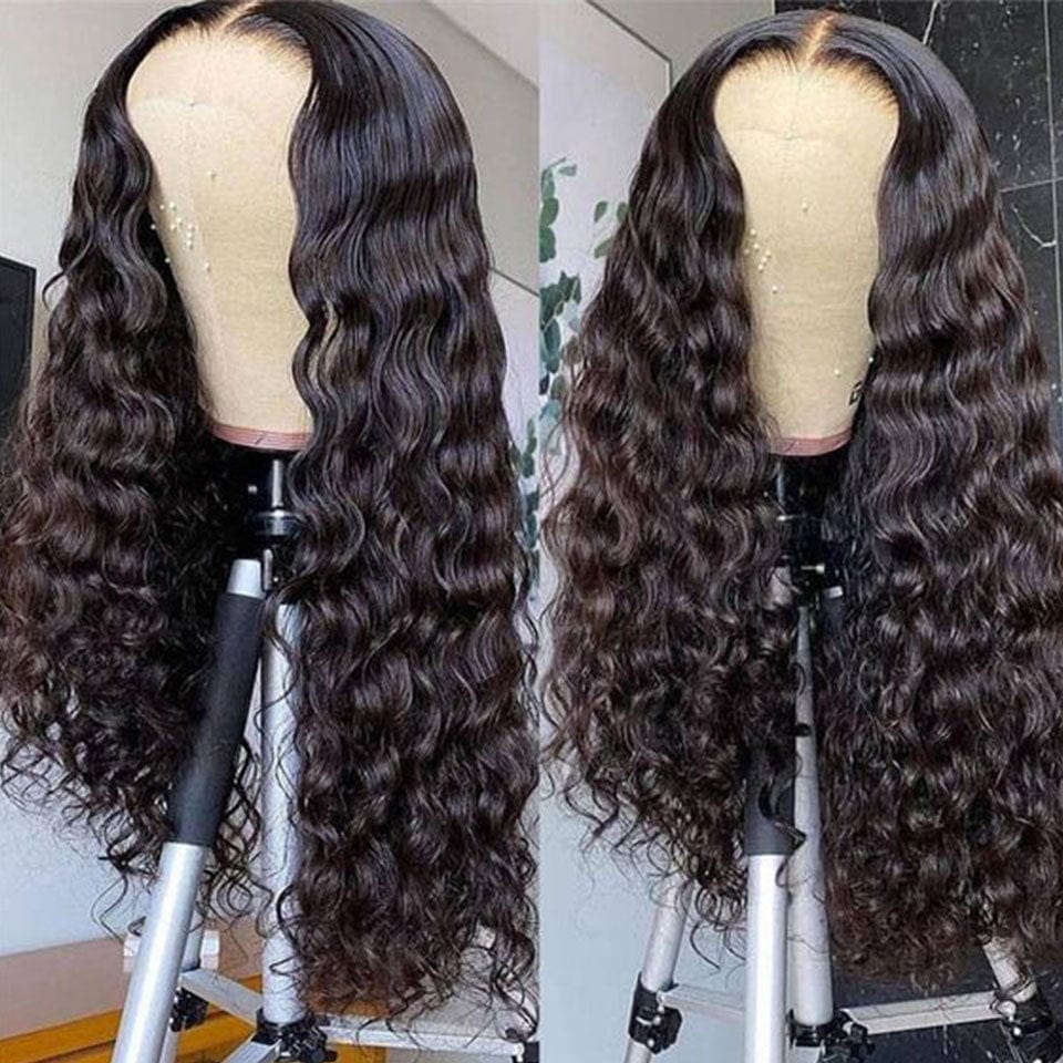 ailuxyhair-fr AILUXY 13x4 Lace Frontal Deep Wave Longue Noir Perruque 100% Cheveux Humains